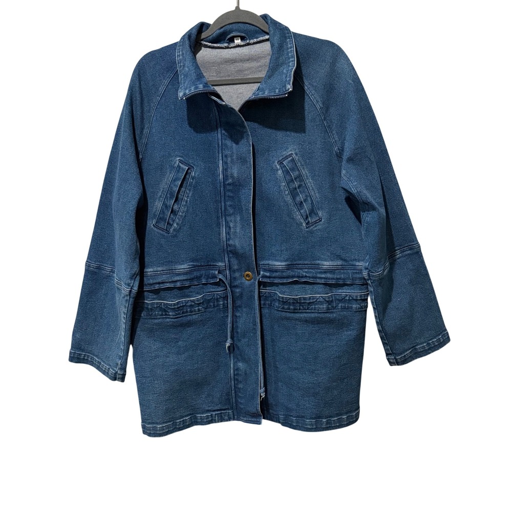Vintage Denim Field Chore Jacket Women 40 Large Blue Utility Chore Coat Heavy